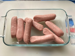 Beef sausages, before frying.